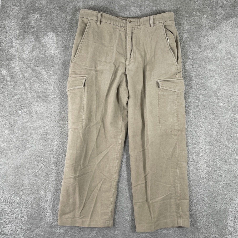 Banana Republic Emerson Cargo Pants Mens 35x26 Tan Moleskin Cotton Straight